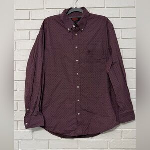 Men’s Rock & Roll Denim Burgundy Button Down Western Shirt. Size Large